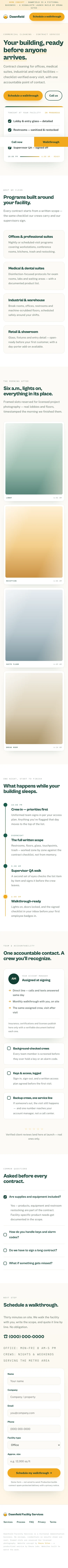 Dawnfield Facility Services on a phone